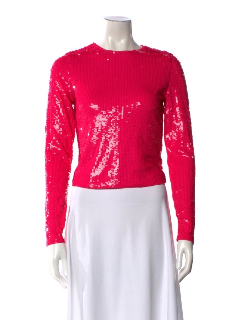 Alice + Olivia Fuchsia Sequin Long-Sleeve Top M